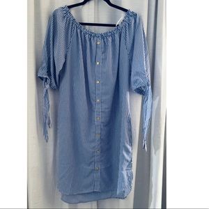 Button Down Off The Shoulder Dress